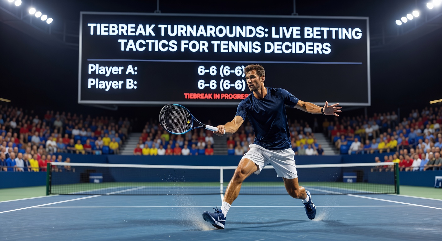 Ein intensiver Tiebreak-Moment, bei dem ein Spieler dramatisch zurückkommt, während der Zuschauer bangen